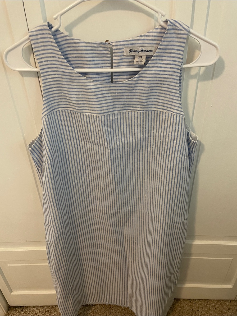 Tommy Bahama Blue & White Striped Sleeveless Summer Shift
